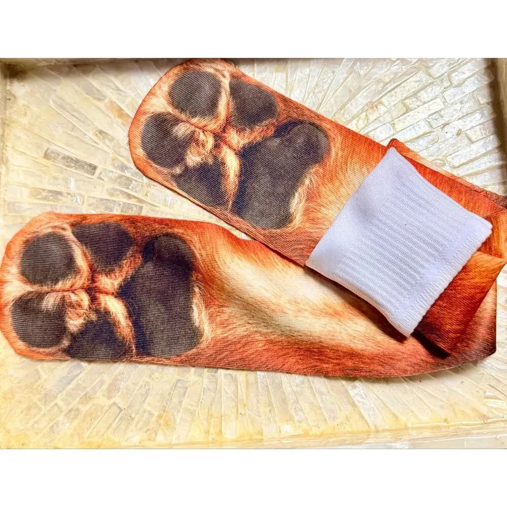 3D Animal Paw Print Crew Socks Novelty Unisex Cozy Socks NWT